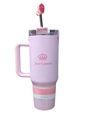 Juicy Couture Pink Stainless Steel Tumbler with Handle